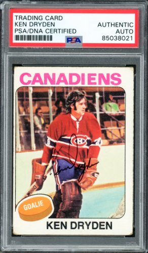 Ken Dryden Autographed 1975 Topps Card #35 Montreal Canadiens PSA/DNA