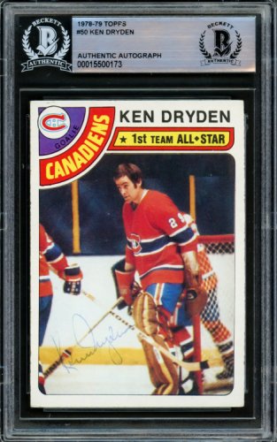 Ken Dryden Autographed 1978-79 Topps Card #50 Montreal Canadiens Beckett Beckett