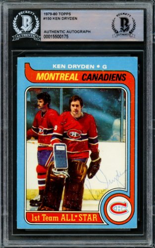Ken Dryden Autographed 1979-80 Topps Card #150 Montreal Canadiens Beckett Beckett