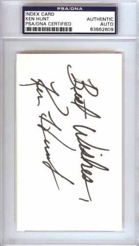 Ken Hunt Autographed Signed 3X5 Index Card New York Yankees, Los Angeles Angels "Best Wishes" PSA/DNA 