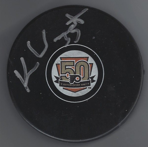 Ken Wregget Autographed Signed Philadelphia Flyers 50Th Anniversary Hockey Puck - Autographs