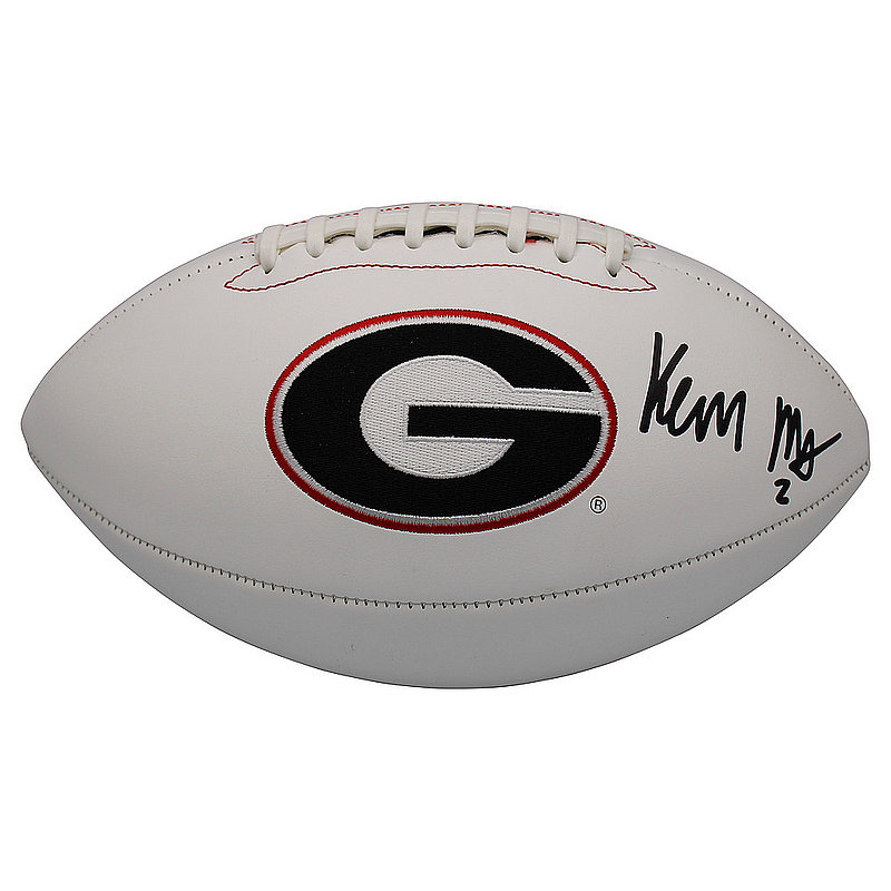 Kendall Milton Autographed Georgia Bulldogs White Panel Football - Beckett