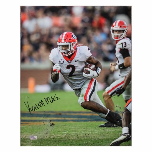 Kendall Milton Signed Georgia Bulldogs 16x20 Running Upfield v Auburn Photo-BAS