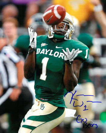Kendall Wright Autographed Signed Baylor Bears 8x10 Photo 1 Go Bears green jersey catch