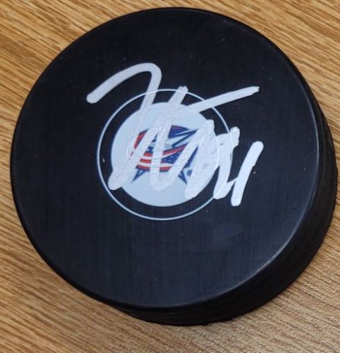 Kent Johnson Autographed Signed Columbus Blue Jackets Hockey Puck - Autographs