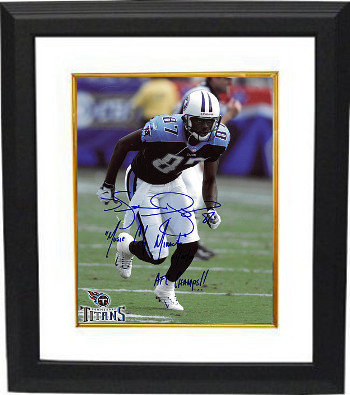 Kevin Dyson Autographed Signed Tennessee Titans Action 8x10 Photo Custom Framing w/ triple Music City Miracle, 01/08/00 & AFC Champs!! 