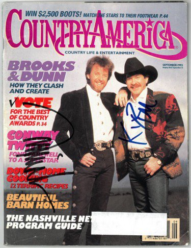 Kix Brooks & Ronnie Dunn (Brooks & Dunn) dual Autographed Signed Country America Full Magazine September 1993 wear- JSA #EE63047 