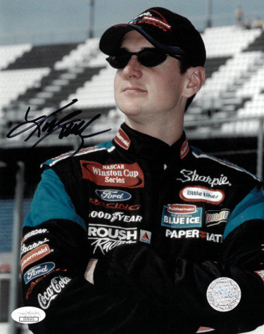 Kurt Busch Autographed Signed NASCAR Sharpie 8x10 Photo- JSA Hologram #CC09142 (close up) 