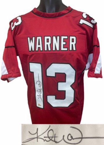 Kurt Warner Autographed Signed Arizona Cardinal Red Custom Stitched Pro Style Football Jersey XL- Beckett Witnessed Hologram #WL33309 