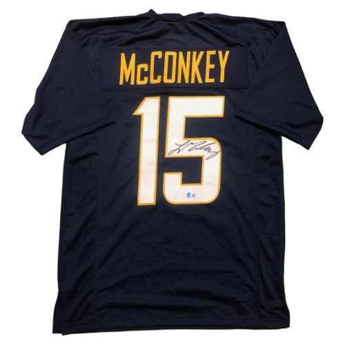 Ladd McConkey Autographed Los Angeles Chargers Navy XL Custom Jersey - Beckett