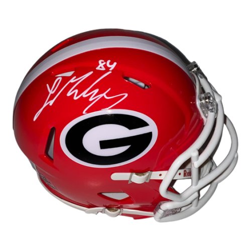 Ladd McConkey Autographed Signed Georgia Bulldogs Riddell Red Mini Helmet - Beckett Authentication Services (BAS) 