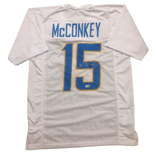 Ladd McConkey Autographed Signed Los Angeles Chargers White XL Custom Jersey - Beckett