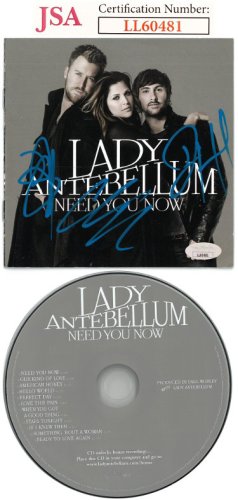 Lady Antebellum Band 2010 Need You Now Album Cover w/ CD & Case-JSA - Hillary Scott/Charles Kelley/Dave Haywood 
