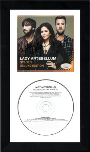 Lady Antebellum Band (Lady A) 2013 Golden Album Cover w/ CD 6.5x12 Custom Framing-JSA- Hillary Scott/Charles Kelley/Dave Haywood 