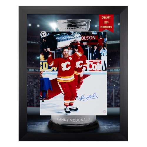 Lanny McDonald Autographed Signed Calgary Flames Cup Champion Graphic 26x32 Frame