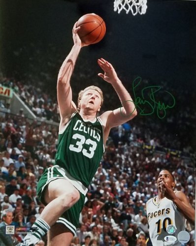 Larry Bird Autographed Signed Boston Celtics Michael Jordan 16X20 Photo Beckett Witnesed 