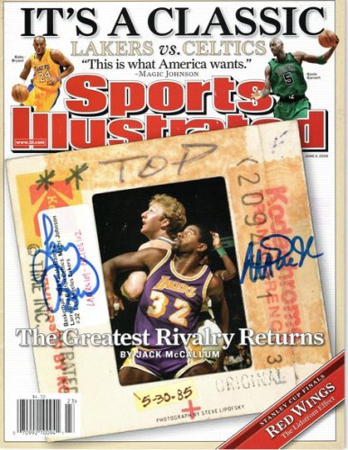 Larry Bird & Magic Johnson Autographed Signed Celtics Lakers Sports Illustrated 6/9/08 Beckett Witnessed 