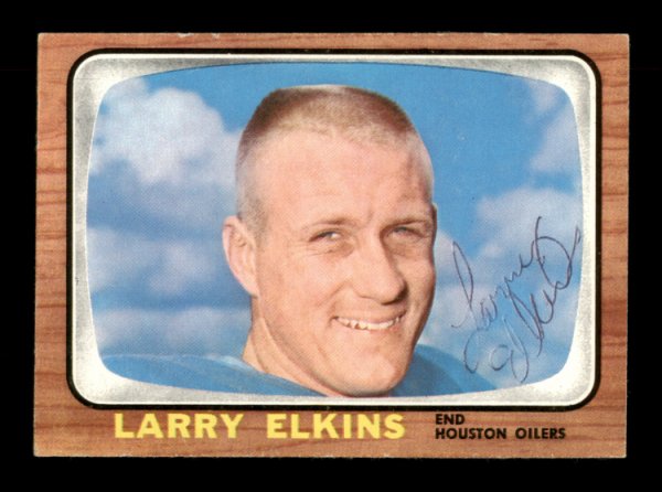 Larry Elkins Autographed 1966 Topps Card #53 Houston Oilers #188072