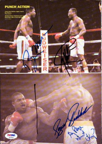 Larry Holmes, Greg Page, Ray Mercer & Razor Ruddock Autographed Signed Magazine Page Photo PSA/DNA 