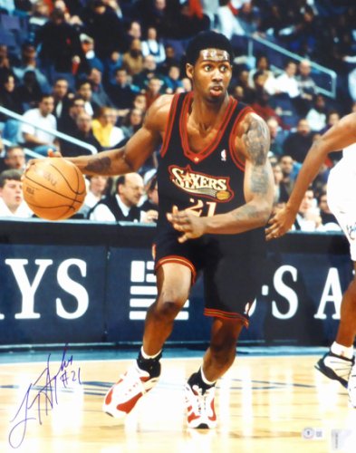 Larry Hughes Autographed 16X20 Photo Philadelphia 76Ers Beckett Beckett Qr #Bh041853