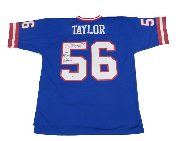 Lawrence Taylor Autographed Signed New York Giants Mitchell & Ness White Jersey Beckett Witnessed 