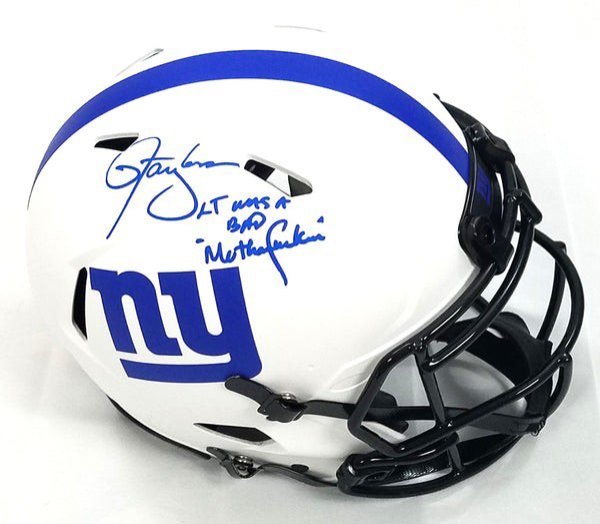 Lawrence Taylor Autographed Signed New York Giants Riddell Lunar Eclipse Authentic Helmet W/ L.T. Was A Bad Motherfucker Beckett Witnessed 