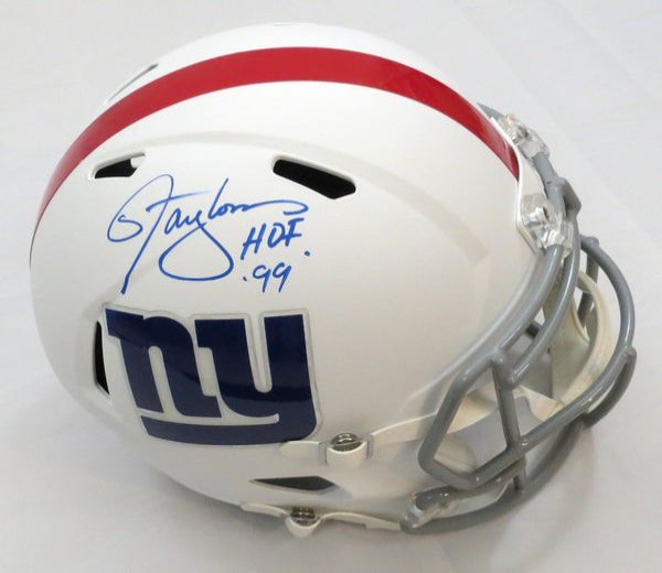 Lawrence Taylor Autographed Signed New York Giants Riddell Matte Flat White Speed Replica Helmet W/ HOF 99 Beckett Witness 