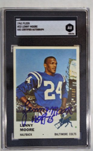 Lenny Moore Autographed Signed 1961 Fleer Card, #32 Sgc Slabbed - Autographs