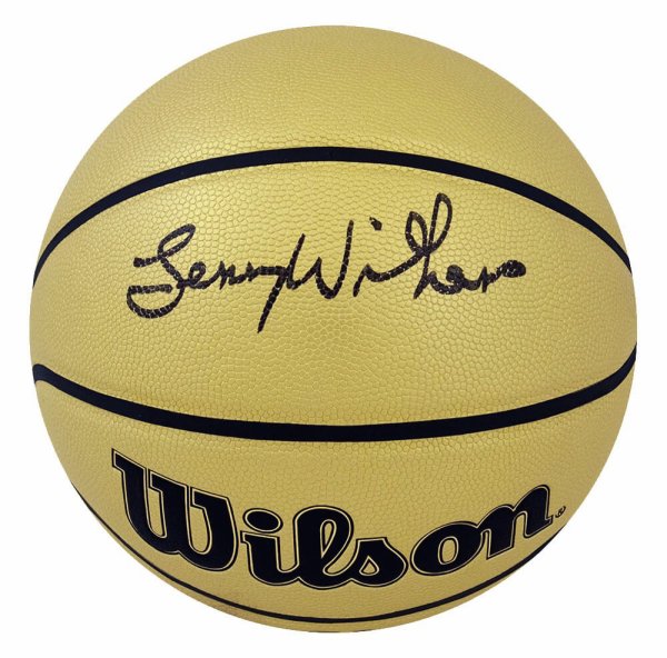 Lenny Wilkens Autographed Signed Wilson Gold Full Size NBA Basketball 