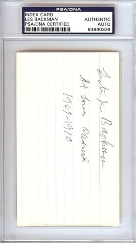 Les Backman Autographed 3X5 Index Card St. Louis Cardinals PSA/DNA