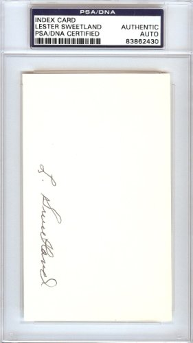 Lester "Les" Sweetland Autographed Signed 3X5 Index Card Philadelphia Phillies PSA/DNA 