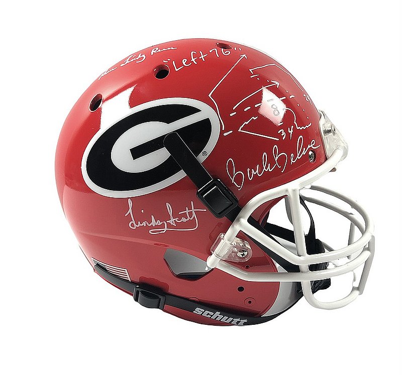 Lindsay Scott & Buck Belue Autographed Signed UGA Bulldogs F/S Rep Helmet w/Design &Insc-BAS 