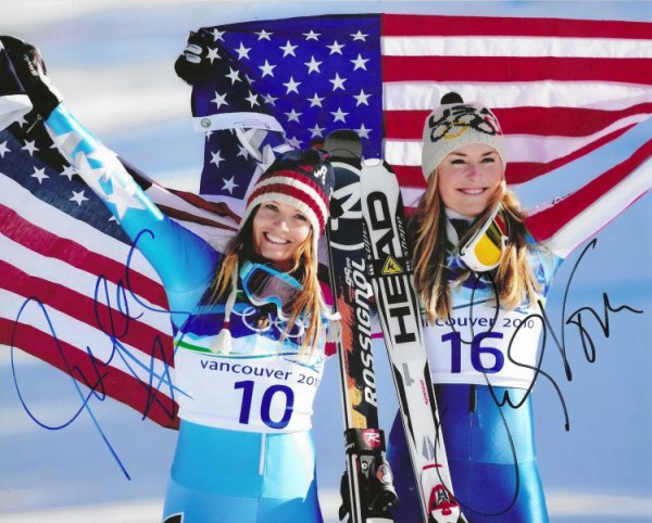 Lindsey Vonn Autographed Signed & Julie Mancuso 8X10 Photo - Winter Olympics Skiing - Autographs