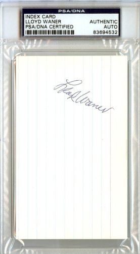 Lloyd Waner Autographed 3X5 Index Card Pittsburgh Pirates PSA/DNA