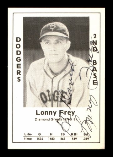 Lonny Frey Autographed Signed 1979 Diamond Greats Card #81 Brooklyn Dodgers "To David" #188702 