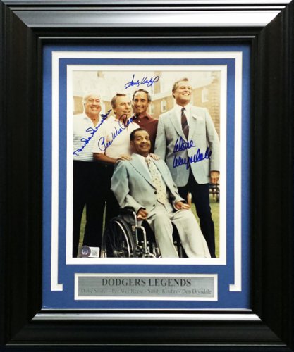 Los Angeles Dodgers Legends Autographed Signed Framed 8X10 Photo With 4 Signatures Including Sandy Koufax Beckett Beckett 