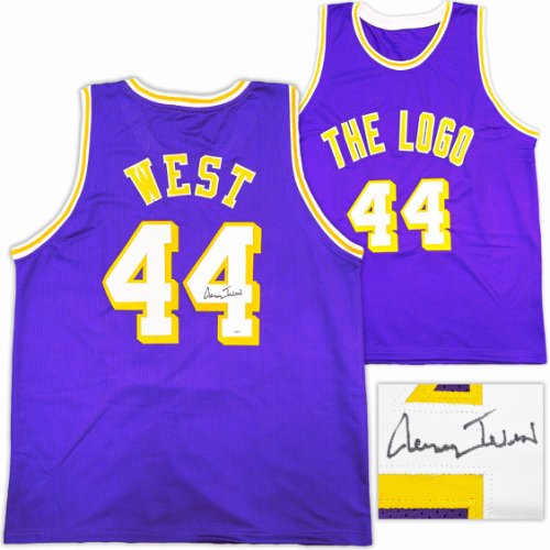 Los Angeles Lakers Jerry West Autographed Signed Purple Basketball Jersey JSA 