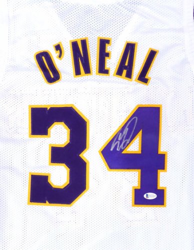 Los Angeles Lakers Shaquille Shaq O'neal Autographed White Jersey Signed On #4 Beckett Beckett 