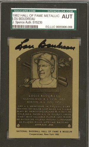 Lou Boudreau Autographed 1989 HOF Metallic Plaque Card Cleveland Indians JSA