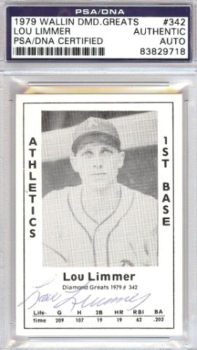 Lou Limmer Autographed Signed 1979 Diamond Greats Card #342 A's PSA/DNA 