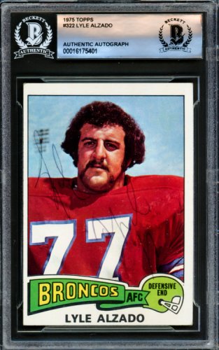 Lyle Alzado Autographed 1975 Topps Card #322 Denver Broncos Beckett Beckett