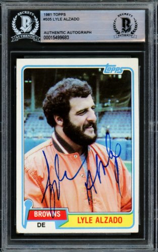 Lyle Alzado Autographed 1981 Topps Card #505 Cleveland Browns Beckett Beckett