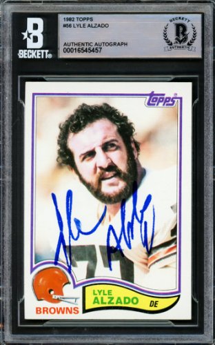 Lyle Alzado Autographed 1982 Topps Card #56 Cleveland Browns Beckett Beckett
