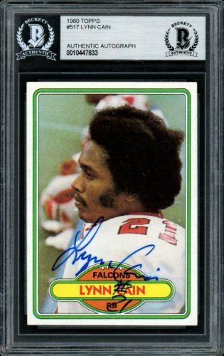 Lynn Cain Autographed 1980 Topps Rookie Card #517 Atlanta Falcons Beckett Beckett