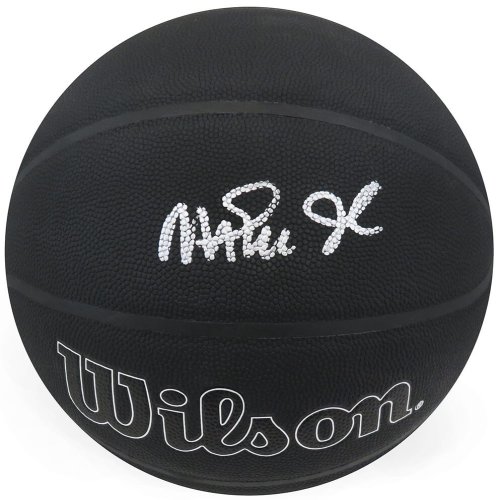 Magic Johnson Autographed Signed Wilson 75th Anniversary Logo Black NBA Basketball 