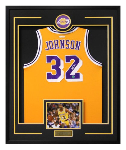 Magic Johnson Los Angeles Lakers Autographed Signed 30x34 Jersey Frame