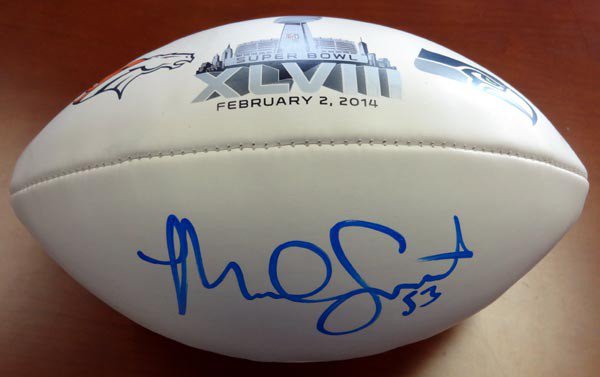 Malcolm Smith Autographed Signed White Super Bowl Logo Football Seattle Seahawks Mcs Holo #72382 