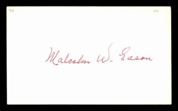 Malcolm W. Eason Autographed 3X5 Index Card Chicago Cubs #174135