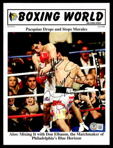 Manny Pacquiao & Erik Morales Autographed Boxing World Magazine Beckett Beckett