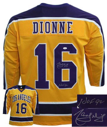 Marcel Dionne Autographed Signed Los Angeles Pro Style Hockey Gold Jersey HOF 92- JSA Witnessed 